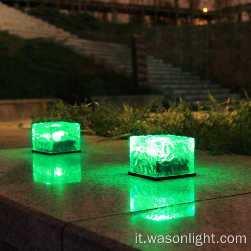 Wason Outdoor Garden Solar Glass Brick Light Imploraproof LED Solar Ice Pavimento Solar piastrella sepolta di ghiaccio rocce di cubetti giardino luce da giardino